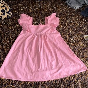 Forever 21 Pink Ruffle-Sleeve Midi Dress